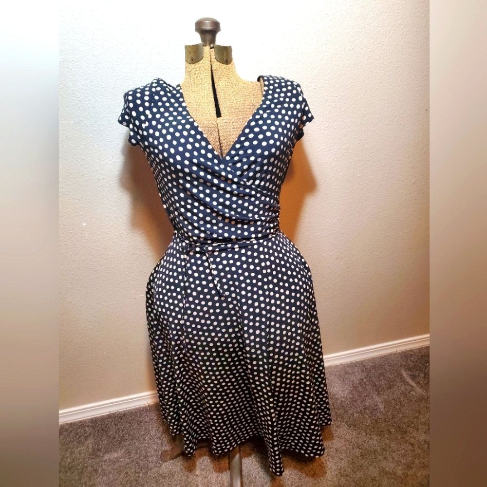 Retro Scarlett black and white polka dot dress